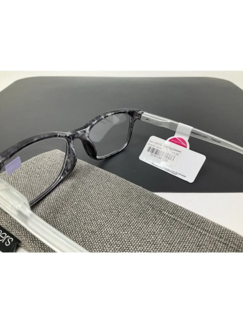 Peepers swank Readers +1.00 in Silver Tortoise Shell w Soft Case reading glasses